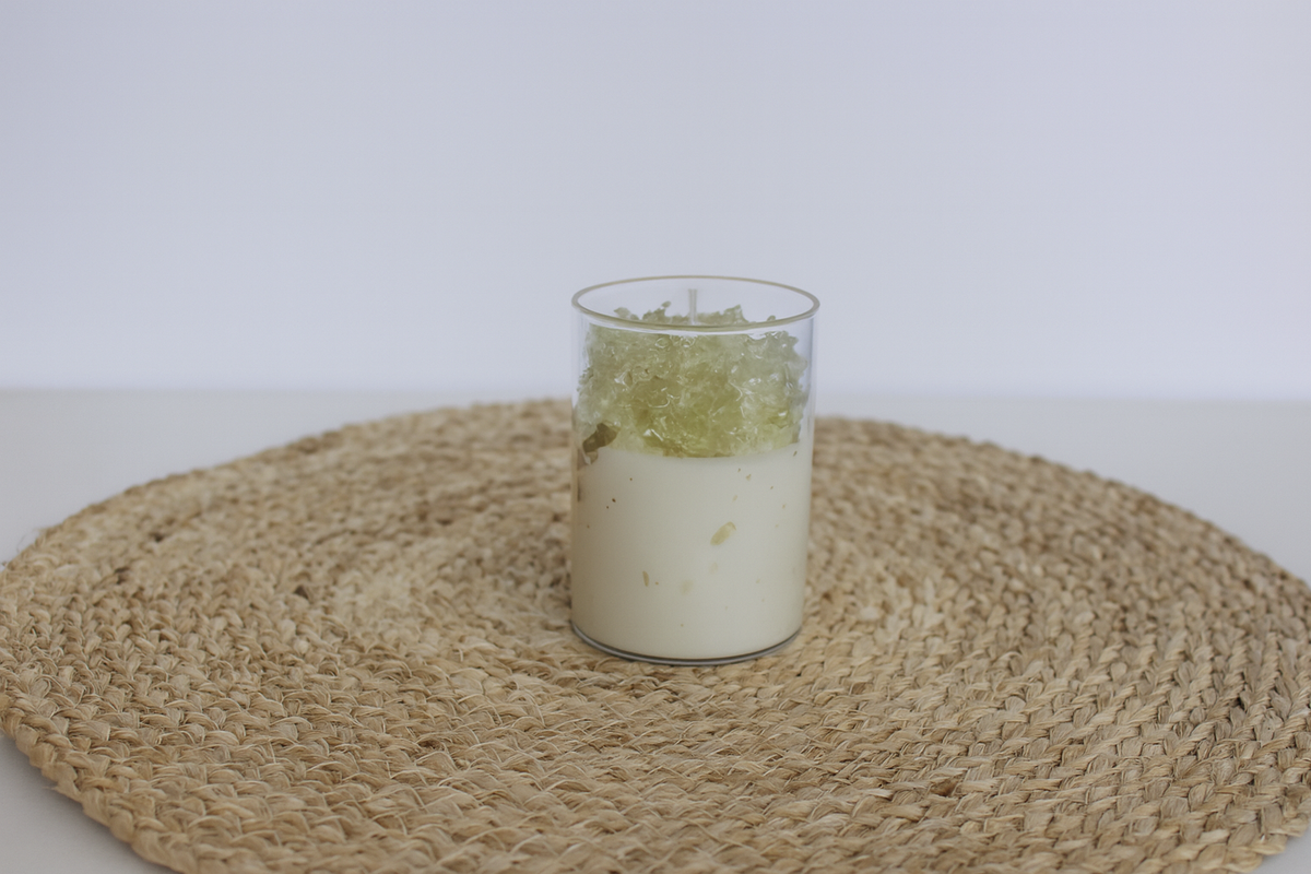 Crystal Glow Candle in Glass Jar. Elegant Decorative Candle