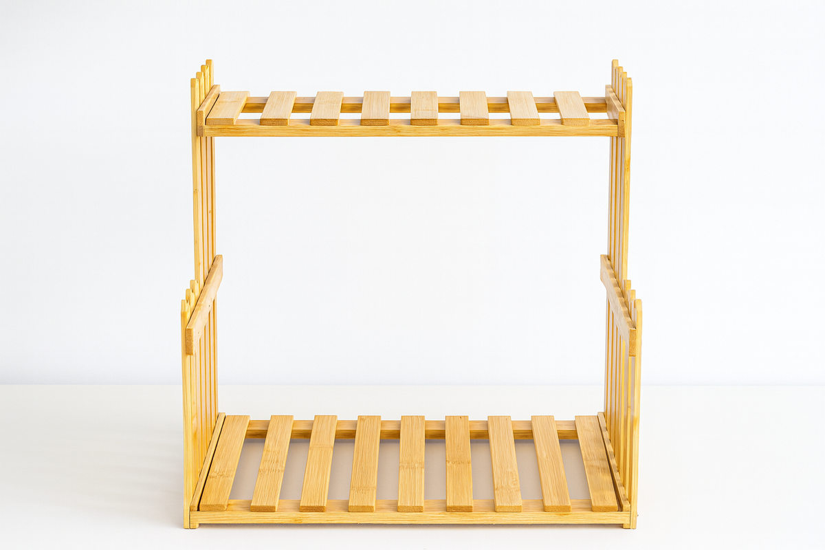 Two-Tier Wood Shelf – Eco-Friendly Wooden Organizer for Home & Kitchen