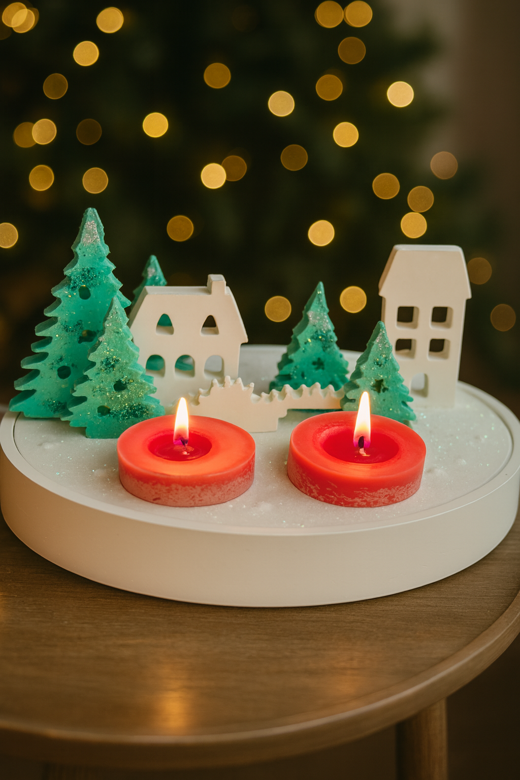 Winter Village Candle Display