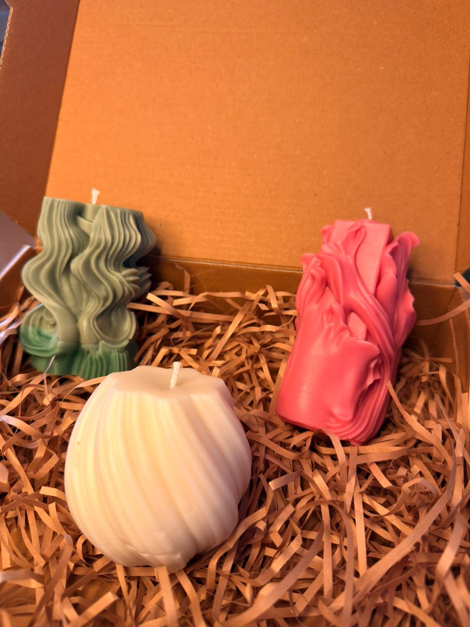 Sculpted Art Candle Trio